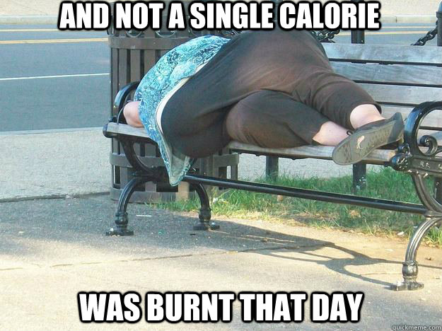 and not a single calorie  was burnt that day - and not a single calorie  was burnt that day  Benched Whale