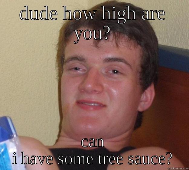 DUDE HOW HIGH ARE YOU? CAN I HAVE SOME TREE SAUCE? 10 Guy