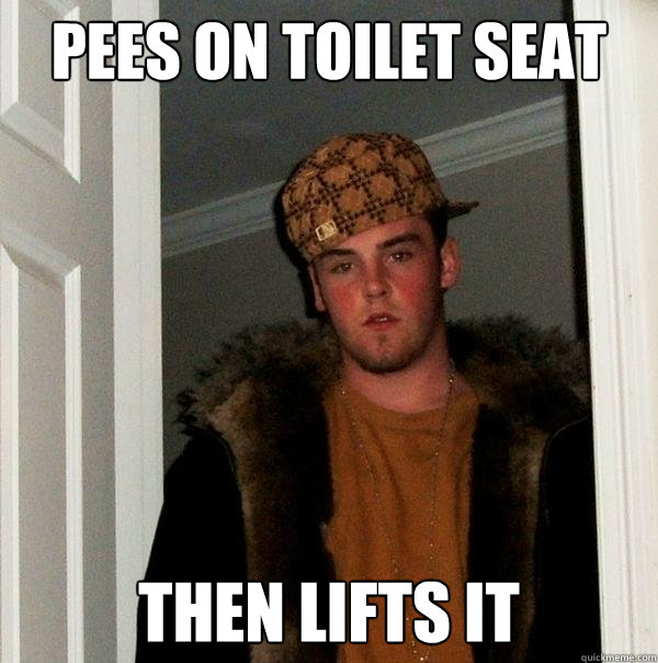 pees on toilet seat then lifts it  Scumbag Steve