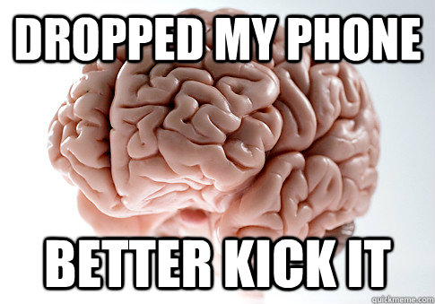 DROPPED MY PHONE BETTER KICK IT - DROPPED MY PHONE BETTER KICK IT  Scumbag Brain