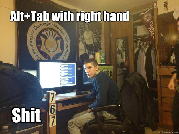 Alt+Tab with right hand
 Shit - Alt+Tab with right hand
 Shit  Misc