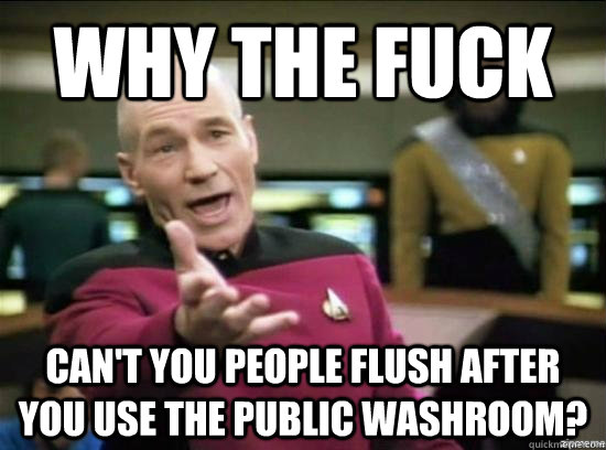 Why the fuck Can't you people flush after you use the public washroom?  Annoyed Picard HD