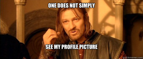 One does not simply see my profile picture  One Does Not Simply