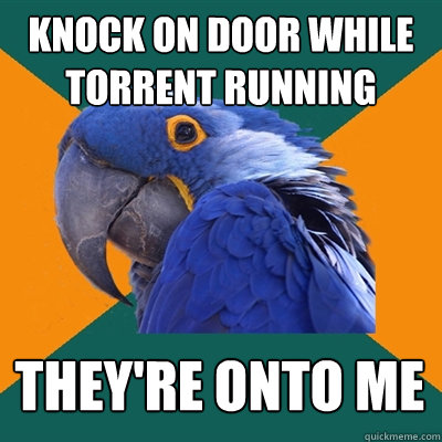 knock on door while torrent running they're onto me  Paranoid Parrot