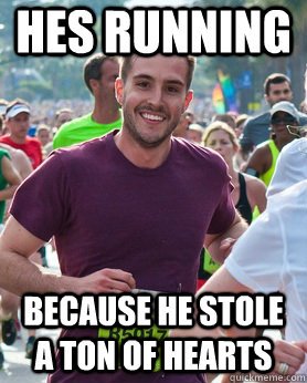 hes running because he stole a ton of hearts  Ridiculously photogenic guy