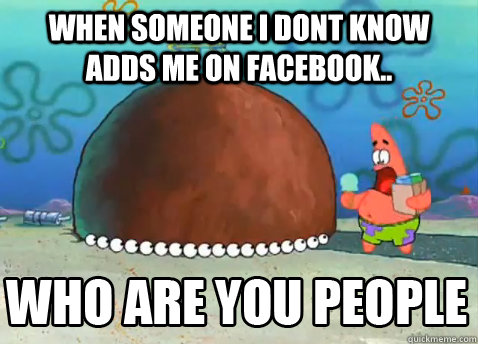 when someone i dont know adds me on facebook..   Who Are You People Patrick Star