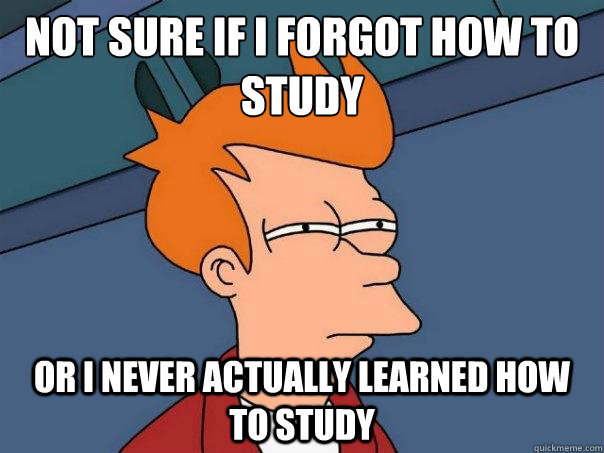 not sure if i forgot how to study or i never actually learned how to study - not sure if i forgot how to study or i never actually learned how to study  Futurama Fry