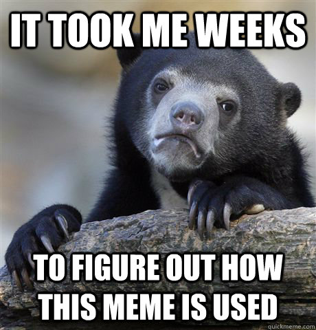 IT TOOK ME WEEKS TO FIGURE OUT HOW THIS MEME IS USED  Confession Bear