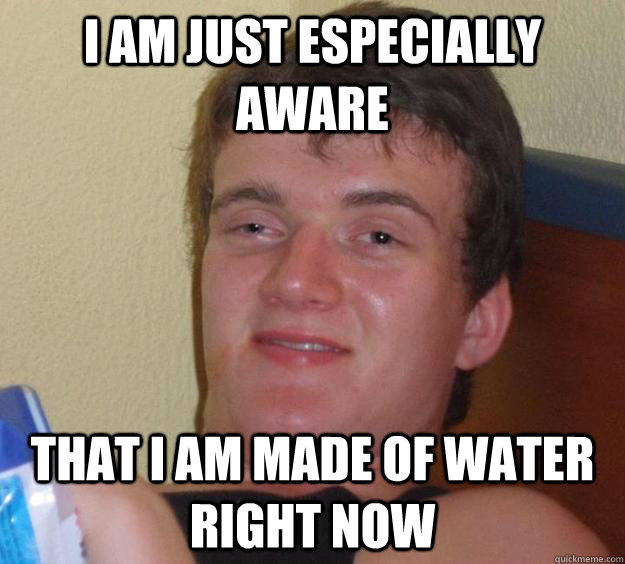 I am just especially aware that I am made of water right now  - I am just especially aware that I am made of water right now   10 Guy