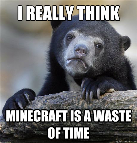 I really think Minecraft is a waste of time  Confession Bear