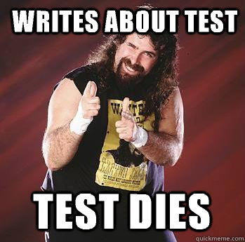 writes about test test dies   