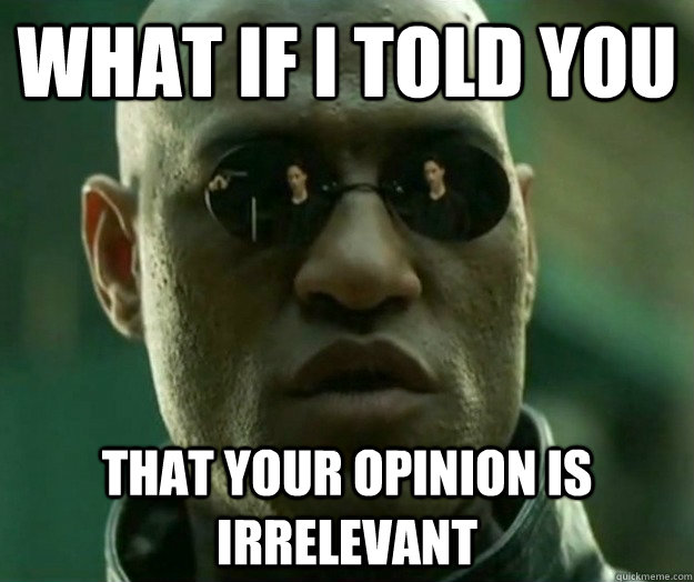 What if i told you that your opinion is irrelevant  Hi- Res Matrix Morpheus