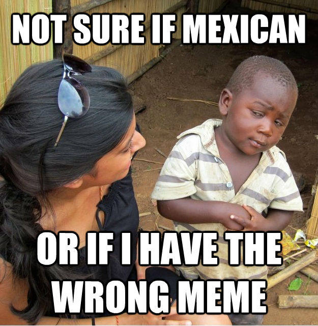 NOT SURE IF MEXICAN OR IF I HAVE THE WRONG MEME - NOT SURE IF MEXICAN OR IF I HAVE THE WRONG MEME  Skeptical Third World Kid