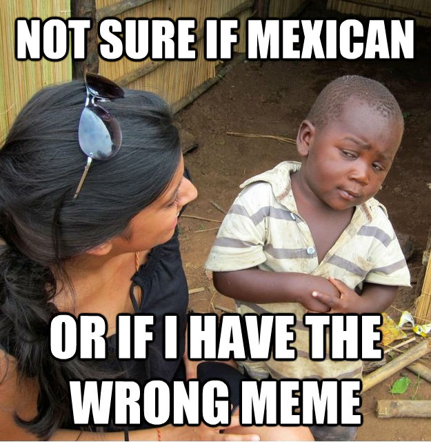 NOT SURE IF MEXICAN OR IF I HAVE THE WRONG MEME  Skeptical Third World Kid