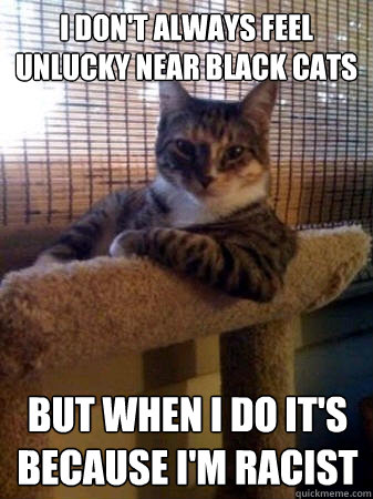 I don't always feel unlucky near Black Cats But when I do it's because i'm racist  The Most Interesting Cat in the World