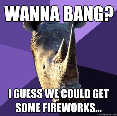 Wanna bang? I guess we could get some fireworks...  Sexually Oblivious Rhino