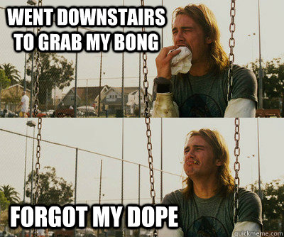 went downstairs to grab my bong forgot my dope  First World Stoner Problems