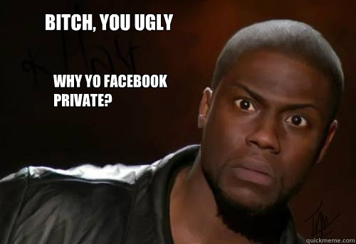 Bitch, you ugly why yo facebook private?  Kevin Hart Yo