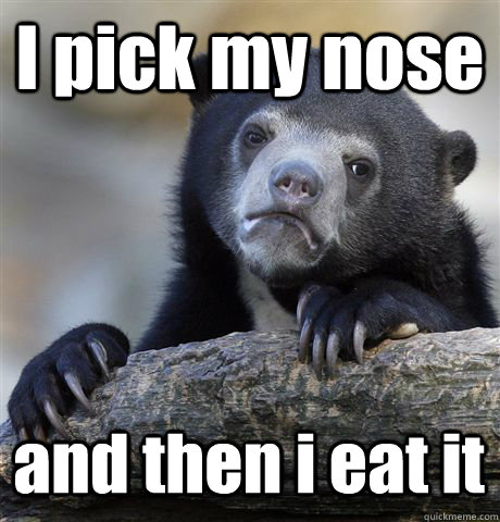 I pick my nose and then i eat it - I pick my nose and then i eat it  Confession Bear