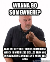 Wanna go somewhere? Take one of your friends from class which is much less skilled than you in navigating and doesn't know the area - Wanna go somewhere? Take one of your friends from class which is much less skilled than you in navigating and doesn't know the area  Overprotective Dad