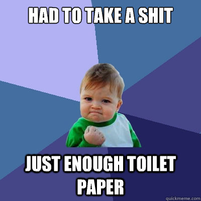 Had to take a shit Just enough toilet paper - Had to take a shit Just enough toilet paper  Success Kid