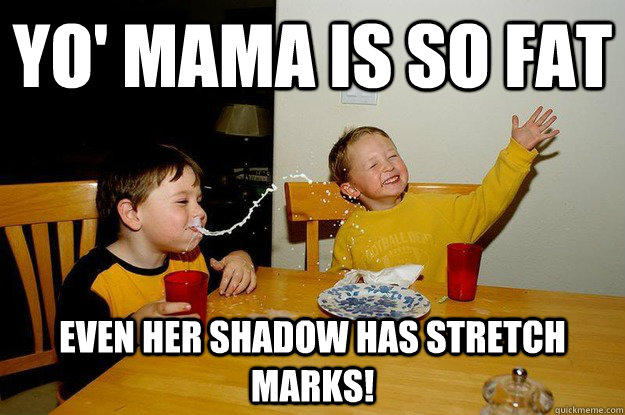 yo' mama is so fat  even her shadow has stretch marks!  yo mama is so fat