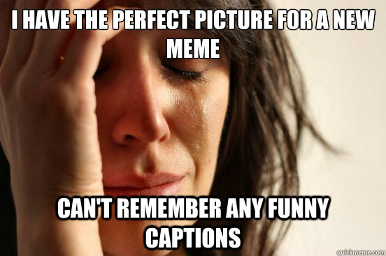 I have the perfect picture for a new meme can't remember any funny captions  First World Problems
