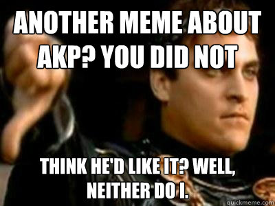 Another meme about AKP? YOU DID NOT Think he'd like it? Well, neither do I.  Downvoting Roman