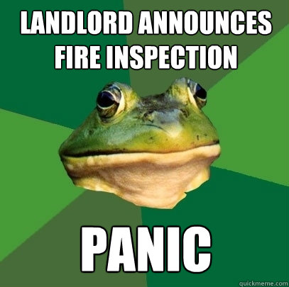 Landlord announces fire inspection PANIC  Foul Bachelor Frog