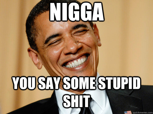 Nigga You say some stupid shit  Laughing Obama