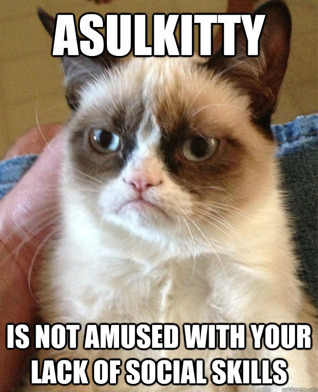 Asulkitty is not amused with your lack of social skills  cat had fun once