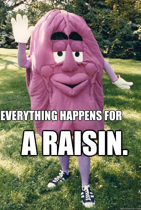 Everything Happens for a raisin. - Everything Happens for a raisin.  Everything happens