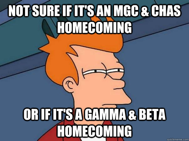 Not sure if it's an MGC & Chas homecoming Or if it's a gamma & beta homecoming  Not sure Fry