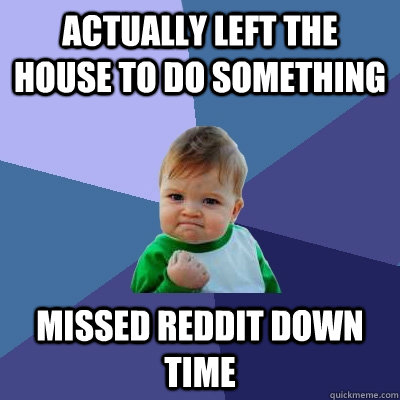 actually left the house to do something missed reddit down time - actually left the house to do something missed reddit down time  Success Kid