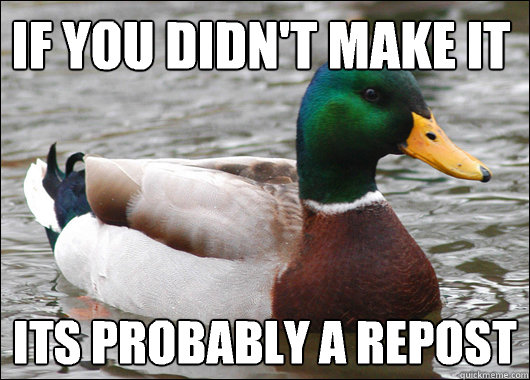 If you didn't make it its probably a repost  Actual Advice Mallard