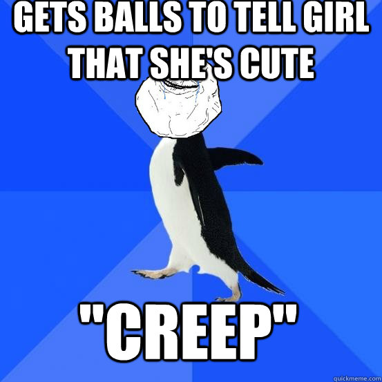 Gets balls to tell girl that she's cute 