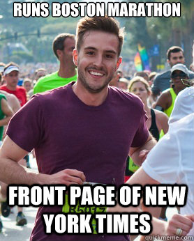Runs boston marathon Front page of New York Times  Ridiculously photogenic guy