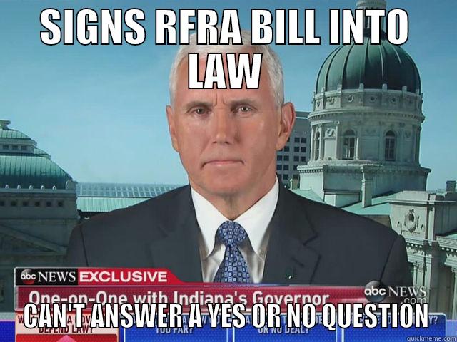 sadfasdfasdf mike pence idiot nuisacnce asshole - SIGNS RFRA BILL INTO LAW CAN'T ANSWER A YES OR NO QUESTION Misc