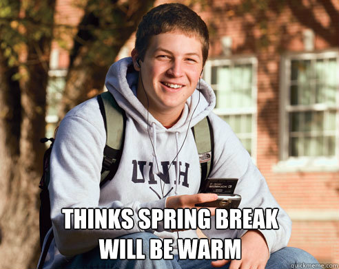  thinks spring break 
will be warm  College Freshman