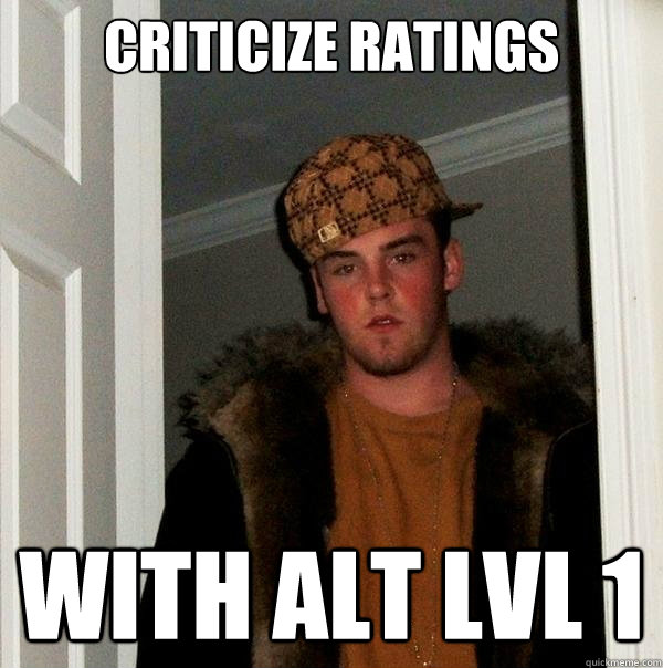 CRITICIZE RATINGS WITH ALT LVL 1   Scumbag Steve