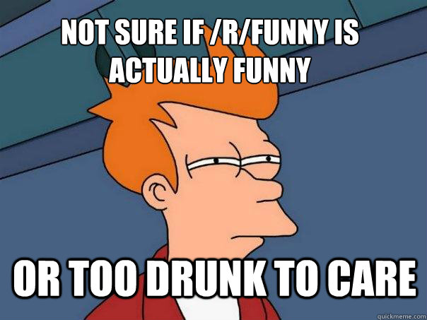not sure if /r/funny is actually funny or too drunk to care  Futurama Fry
