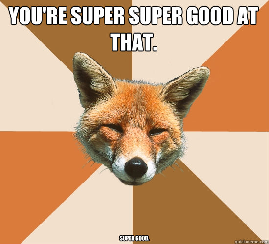 YOU'RE SUPER SUPER GOOD AT THAT. SUPER GOOD.  Condescending Fox