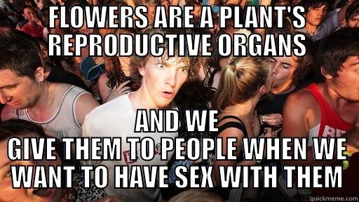 FLOWERS ARE A PLANT'S REPRODUCTIVE ORGANS AND WE GIVE THEM TO PEOPLE WHEN WE WANT TO HAVE SEX WITH THEM Sudden Clarity Clarence