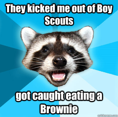 They kicked me out of Boy Scouts got caught eating a Brownie   Lame Pun Coon