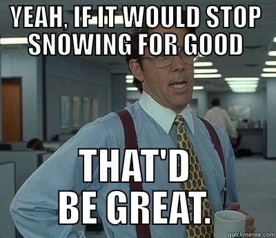 YEAH, IF IT WOULD STOP SNOWING FOR GOOD THAT'D BE GREAT. Bill Lumbergh