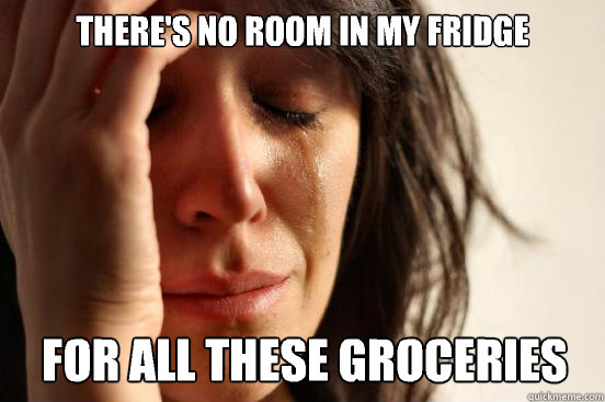 There's no room in my fridge  For all these groceries  First World Problems