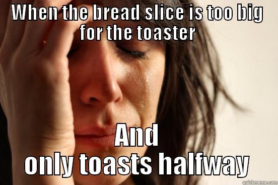 WHEN THE BREAD SLICE IS TOO BIG FOR THE TOASTER AND ONLY TOASTS HALFWAY First World Problems