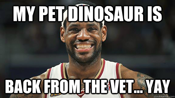 my pet dinosaur is back from the vet... yay - my pet dinosaur is back from the vet... yay  chris bosh is back