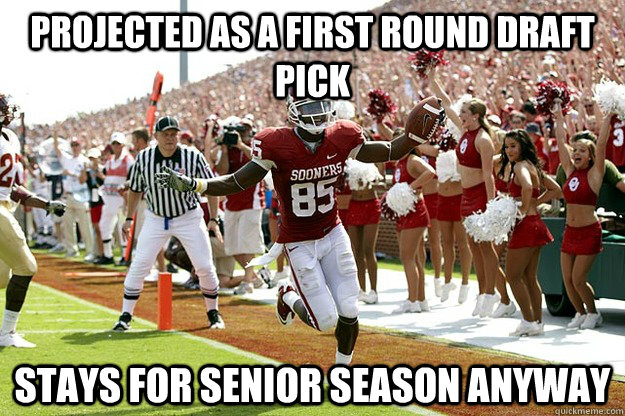 Projected as a first round draft pick Stays for senior season anyway  