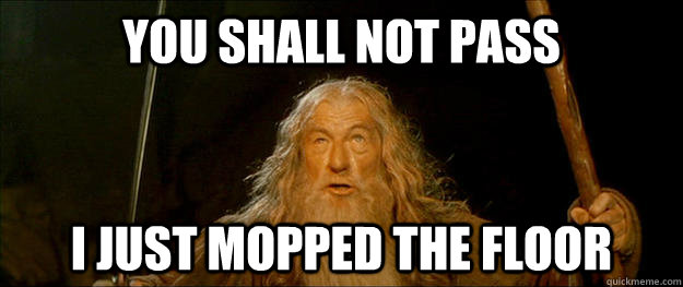 YOU SHALL NOT PASS i just mopped the floor  